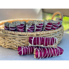 Load image into Gallery viewer, White Sage w/ Dried Red Rose Petals Smudge Sticks