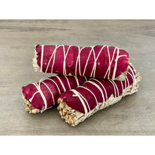 Load image into Gallery viewer, White Sage w/ Dried Red Rose Petals Smudge Sticks